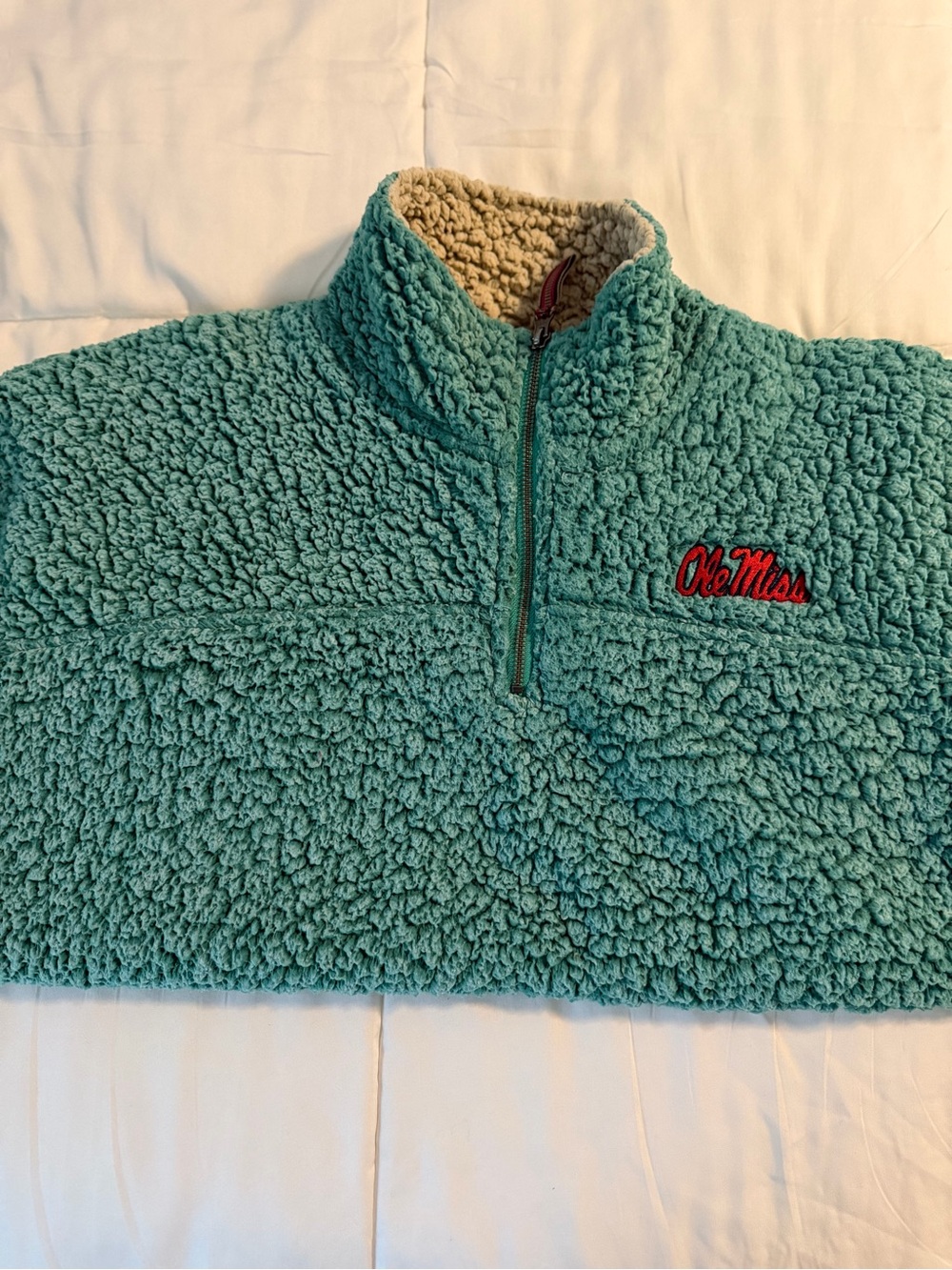 Live Oak Brand Ole Miss Teal Sherpa Quarter-Zip Pullover